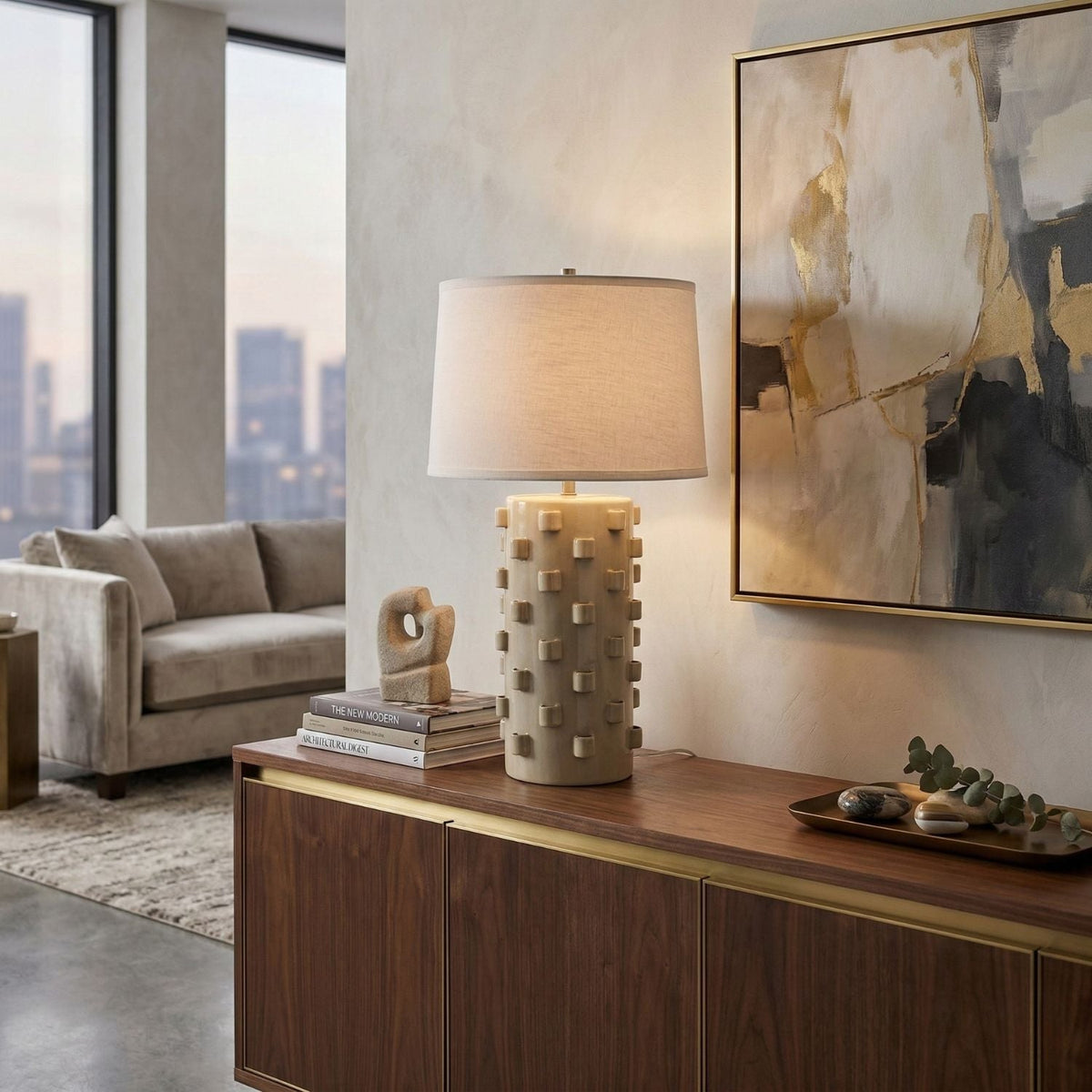 Modern European furniture - Cream Ceramic Embellished Table Lamp - www.oroa.com
