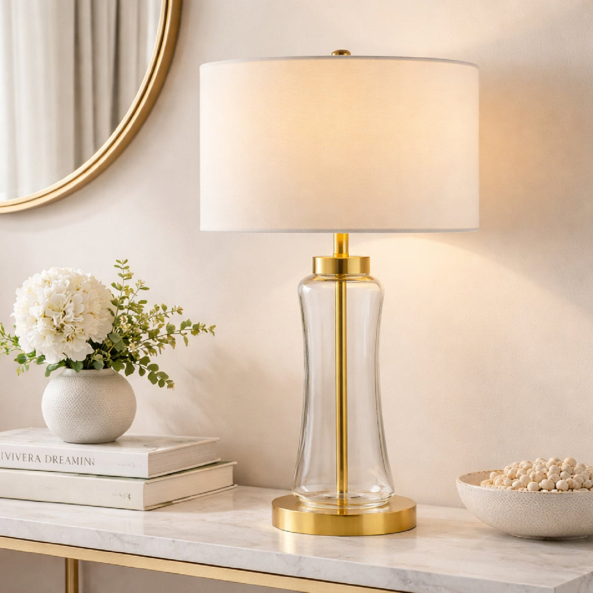 Modern European furniture -  Translucent Glass Cotton Table Lamp - www.oroa.com