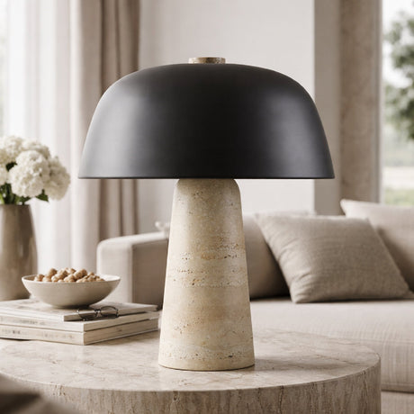 Modern European furniture - Metal Shade Travertine Table Lamp L - www.oroa.com