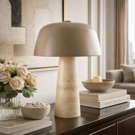 Modern European furniture - Metal Shade Travertine Table Lamp L - www.oroa.com