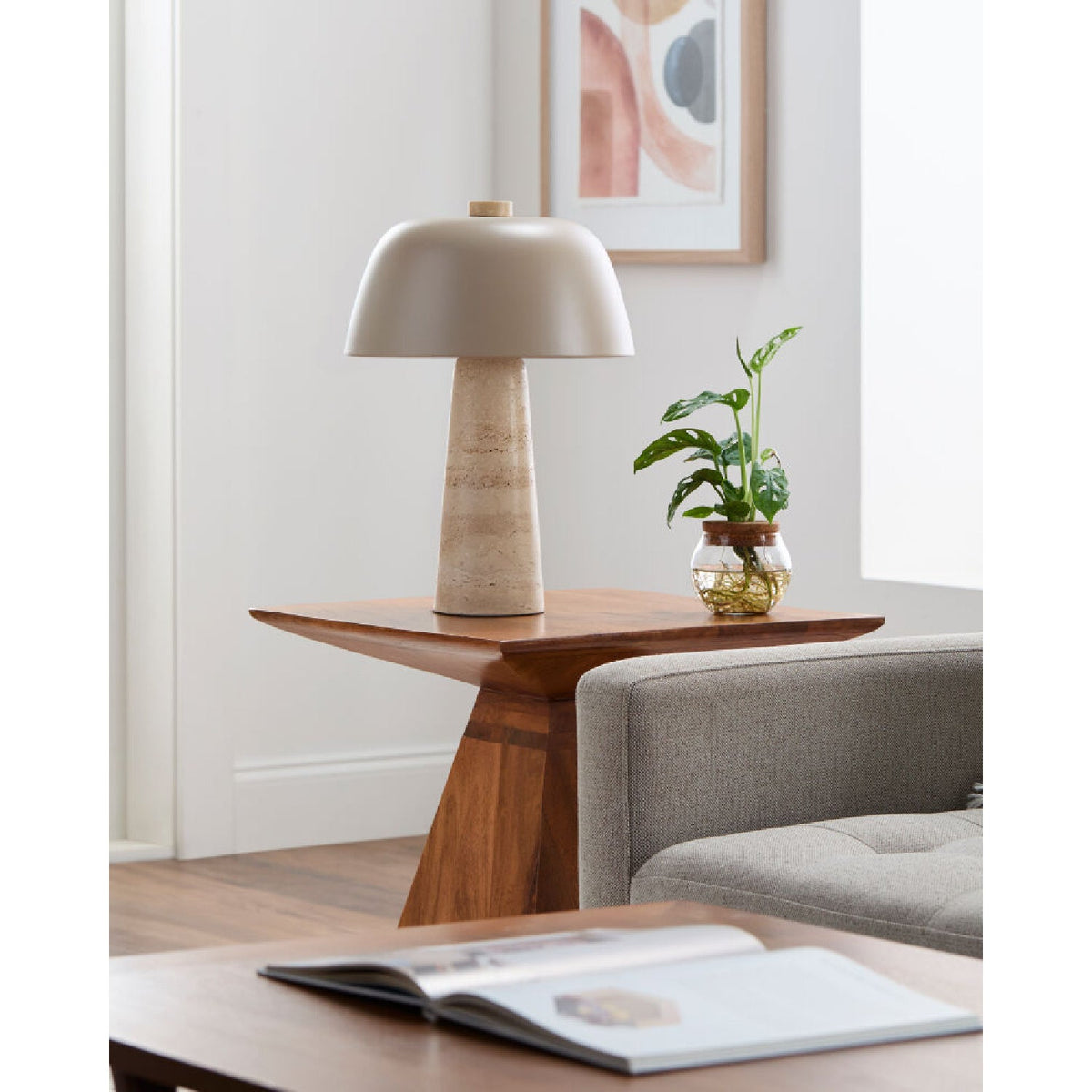 Modern European furniture - Metal Shade Travertine Table Lamp L - www.oroa.com