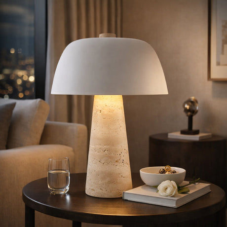 Modern European furniture - Metal Shade Travertine Table Lamp L - www.oroa.com