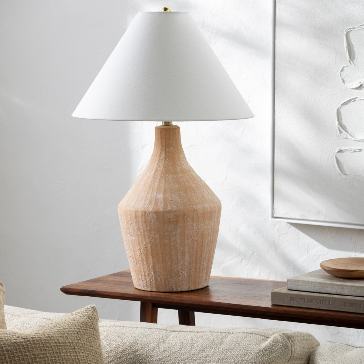 Modern European furniture - Glazed Beige Ceramic Table Lamp - www.oroa.com