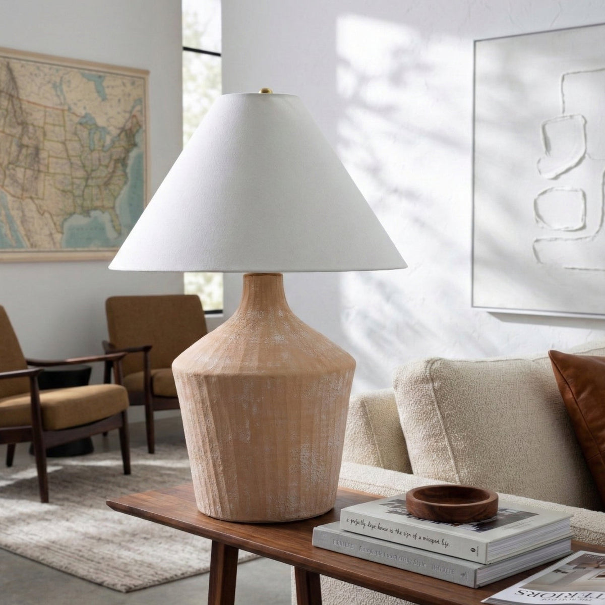 Modern European furniture - Glazed Beige Ceramic Table Lamp - www.oroa.com