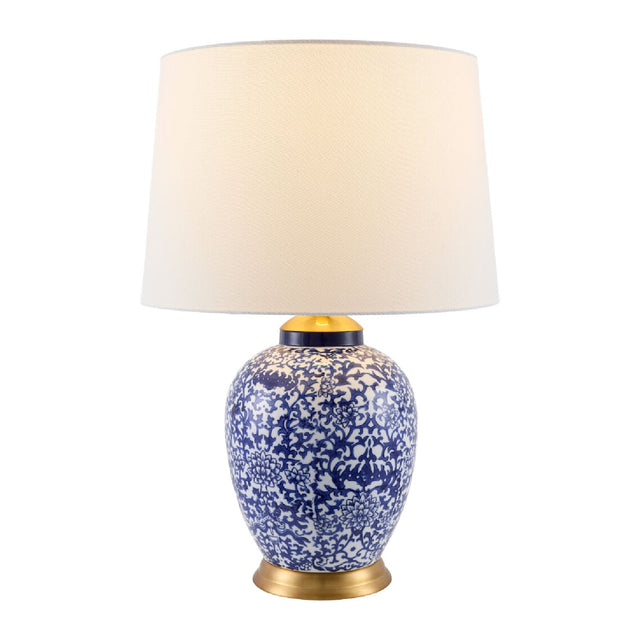 Modern European furniture - Blue Floral Ceramic Table Lamp - www.oroa.com