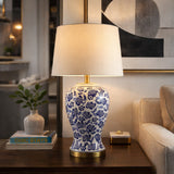 Modern European furniture - Blue Flowers Ceramic Table Lamp - www.oroa.com