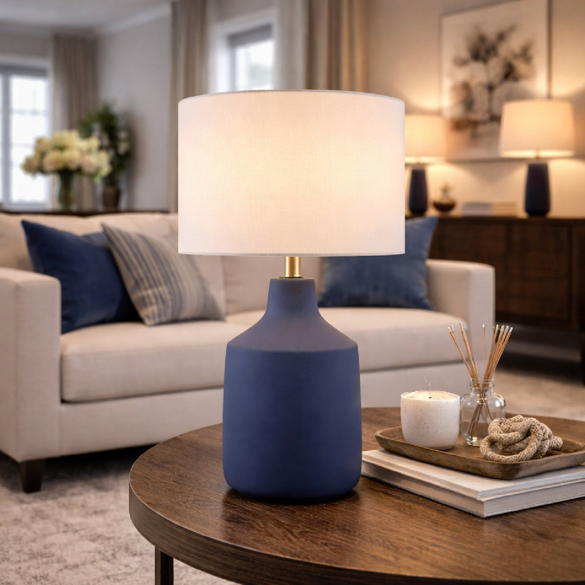 Modern European furniture - Painted Cement Accent Table Lamp - www.oroa.com