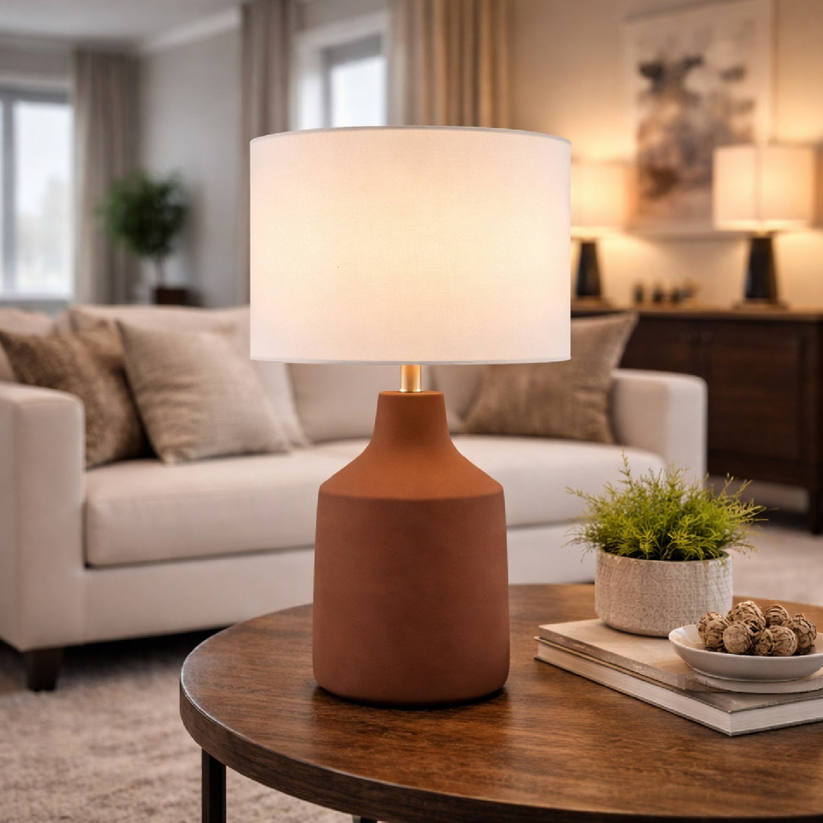 Modern European furniture - Painted Cement Accent Table Lamp - www.oroa.com