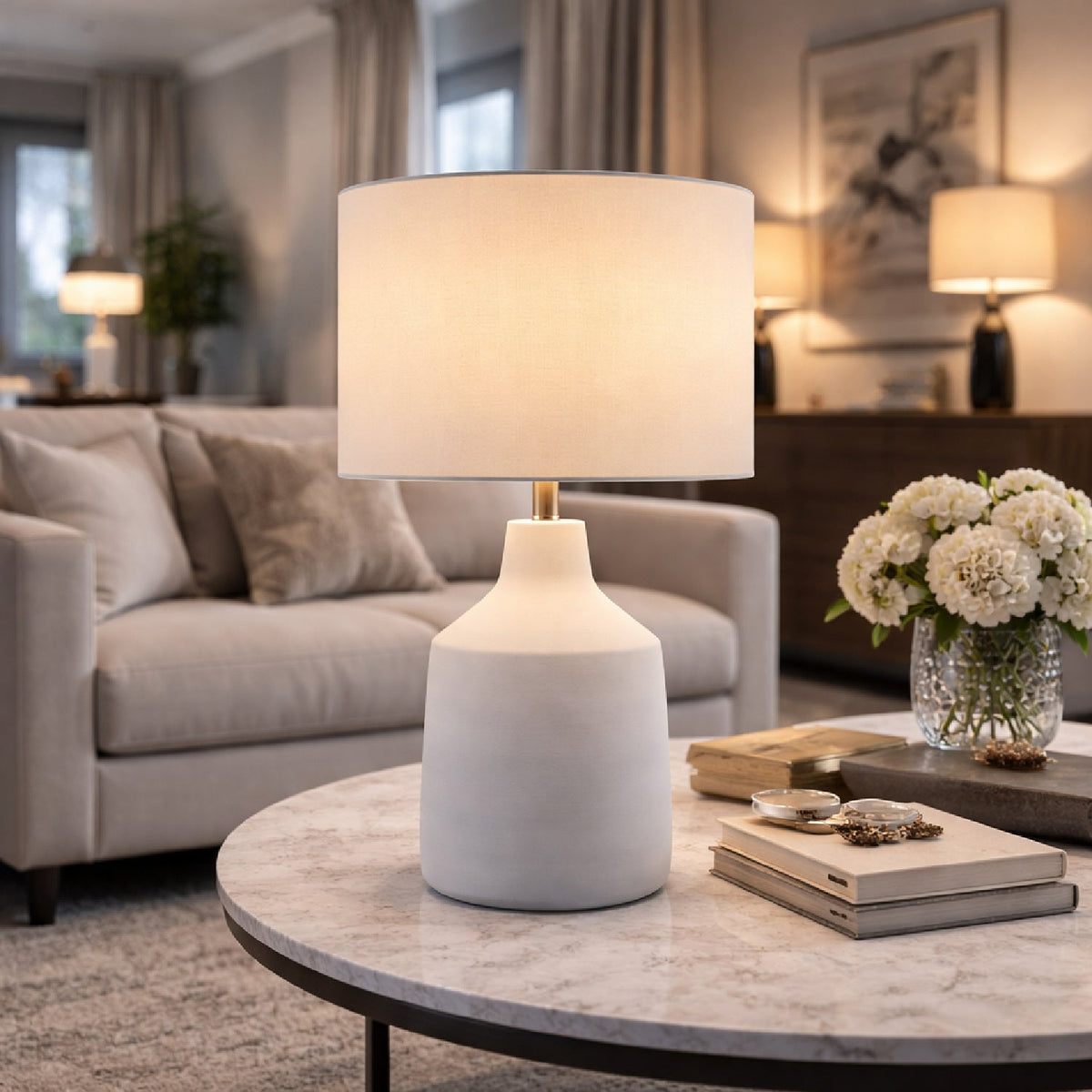 Modern European furniture - Painted Cement Accent Table Lamp - www.oroa.com