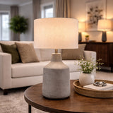 Modern European furniture - Concrete Base Linen Table Lamp - www.oroa.com