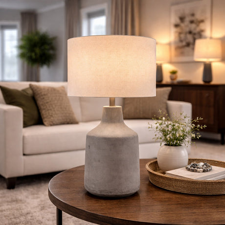 Modern European furniture - Concrete Base Linen Table Lamp - www.oroa.com