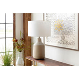 Modern European furniture - Concrete Base Linen Table Lamp - www.oroa.com