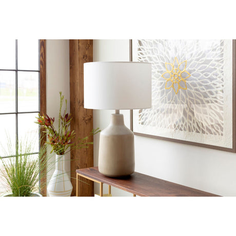 Modern European furniture - Concrete Base Linen Table Lamp - www.oroa.com