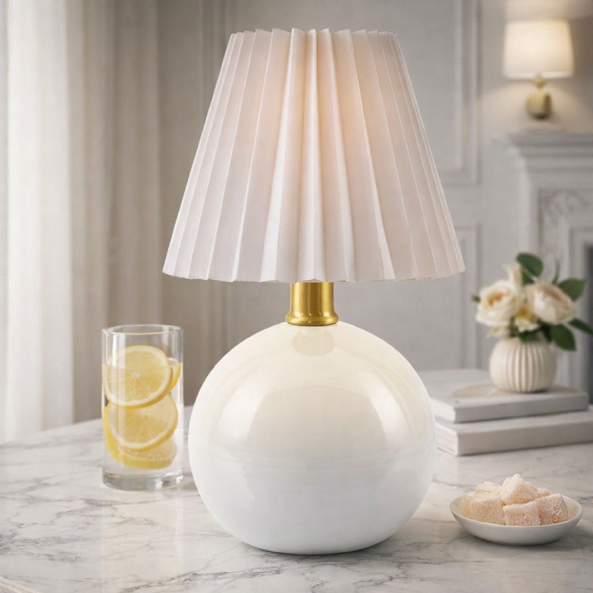 Modern European furniture - Ceramic Sphere Table Lamp - www.oroa.com