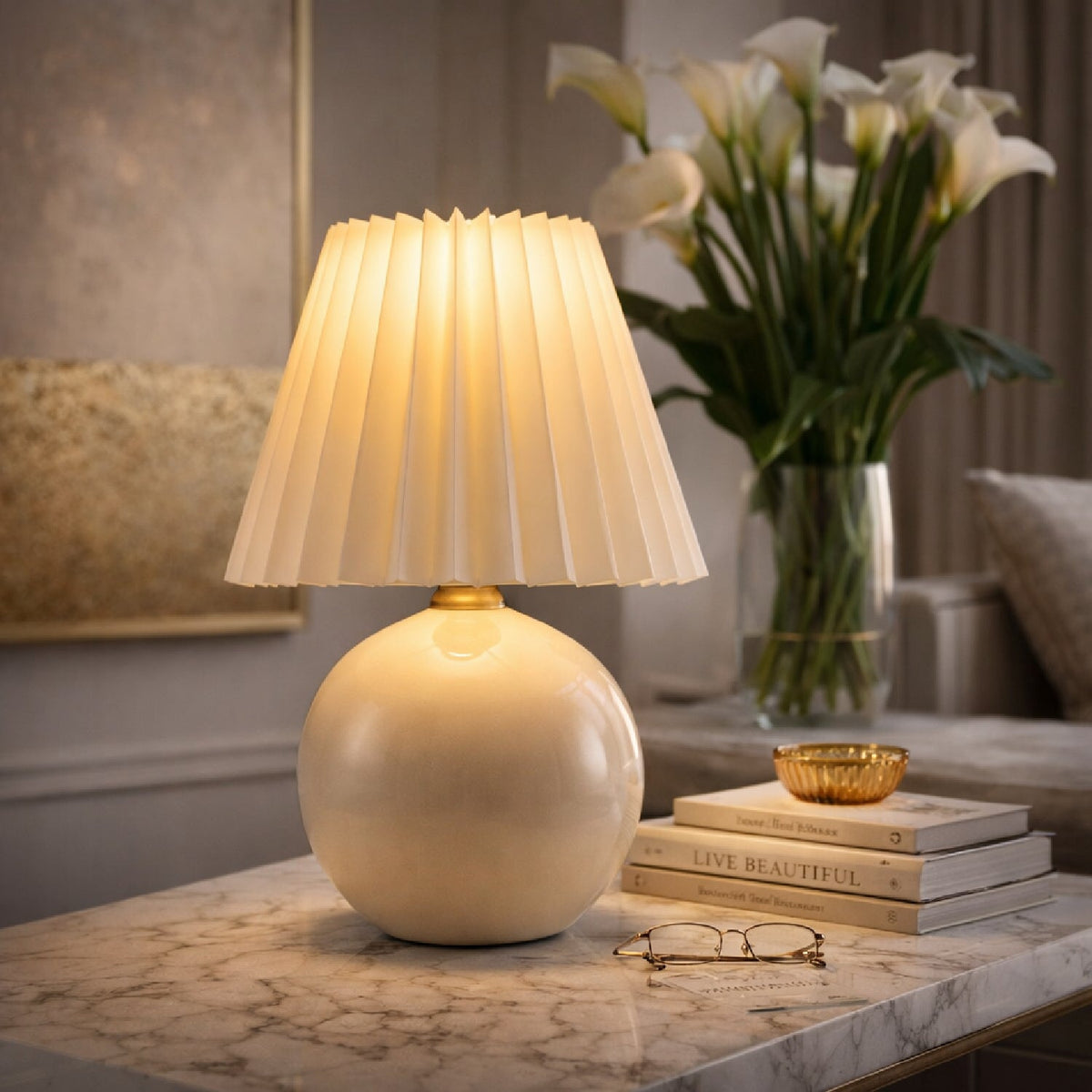 Modern European furniture - Ceramic Sphere Table Lamp - www.oroa.com