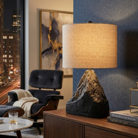 Modern European furniture - Black Organic Textured Table Lamp - www.oroa.com