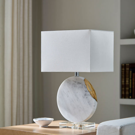 Modern European furniture - Round White Marble Table Lamp - www.oroa.com
