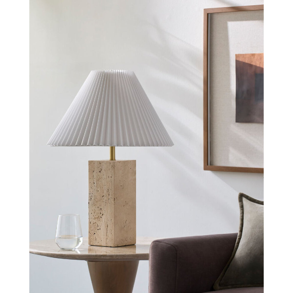 Modern European furniture - Square Travertine Empire Table Lamp - www.oroa.com