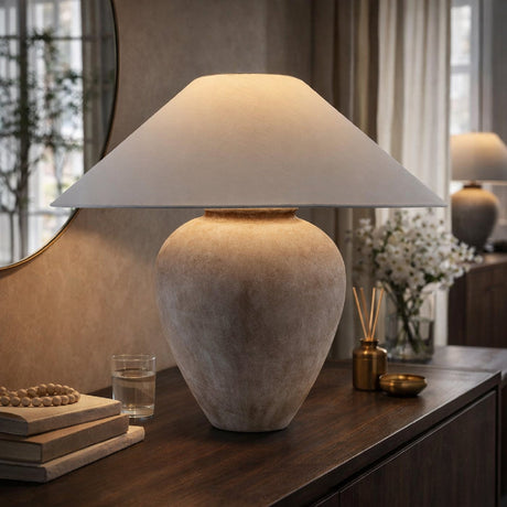 Modern European furniture - Glazed Brown Ceramic Table Lamp - www.oroa.com