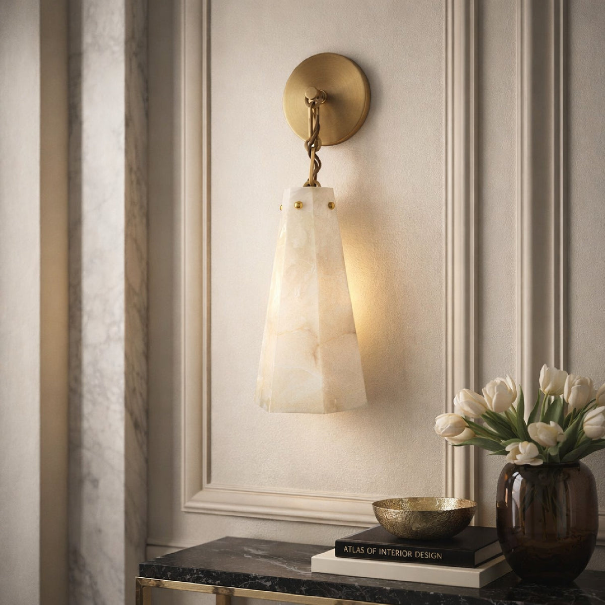 Modern European furniture - White Stone Wall Lamp - www.oroa.com