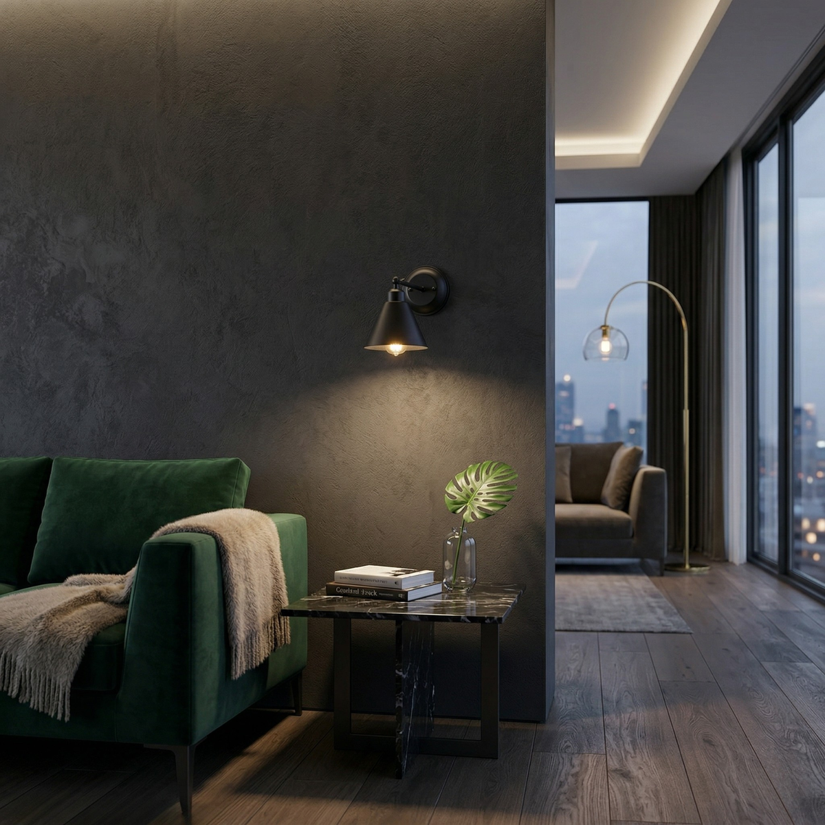 Modern European furniture - Black Conical Metal Wall Lamp - www.oroa.com