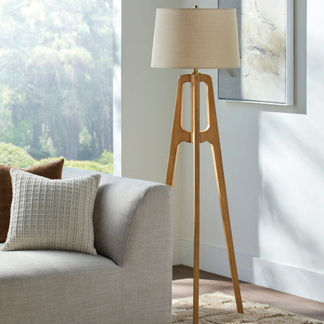 Modern European furniture - Brown Rubberwood Floor Lamp - www.oroa.com