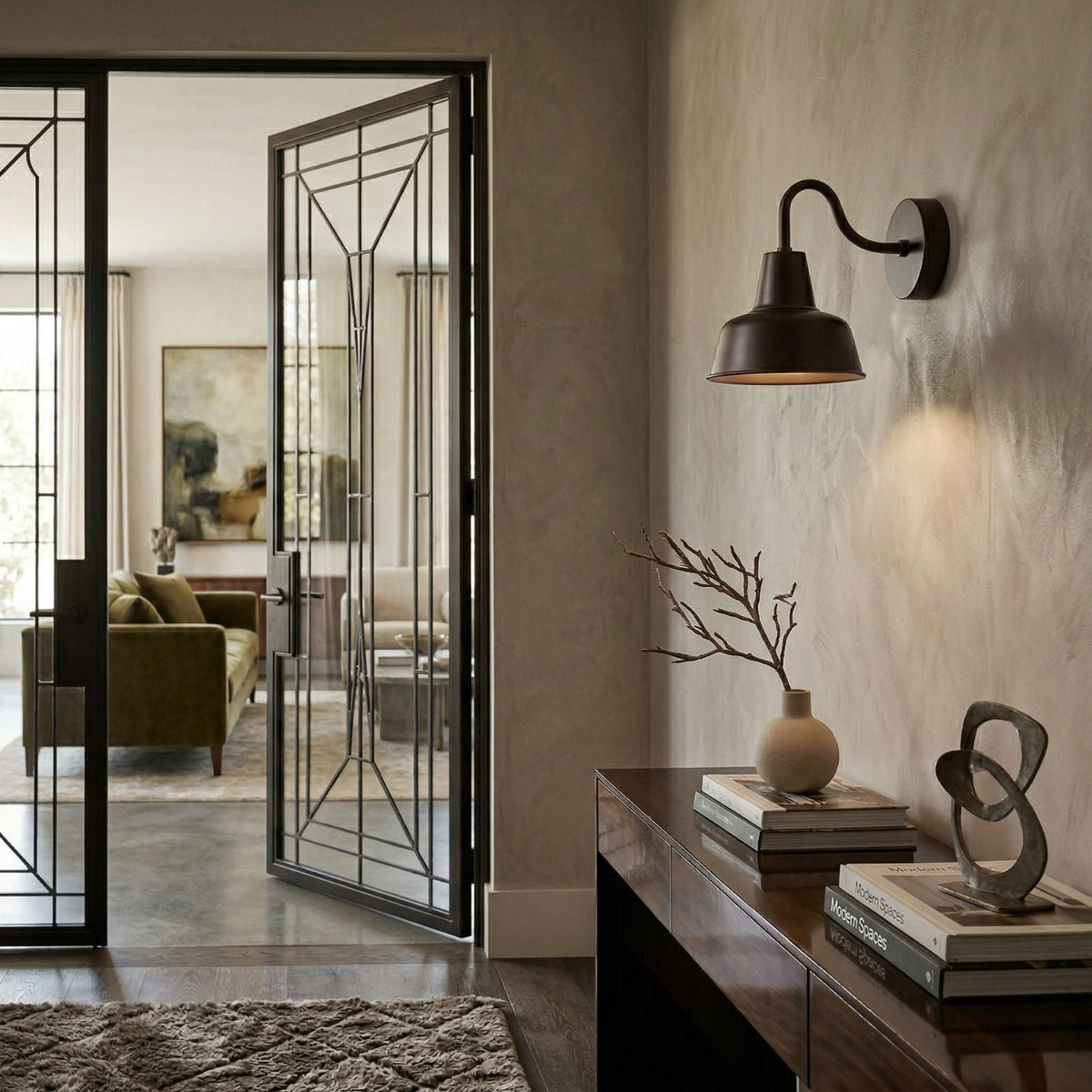 Modern European furniture - Outdoor Black Iron Wall Lamp - www.oroa.com