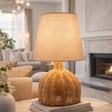 Modern European furniture - Brown Rattan Base Table Lamp - www.oroa.com