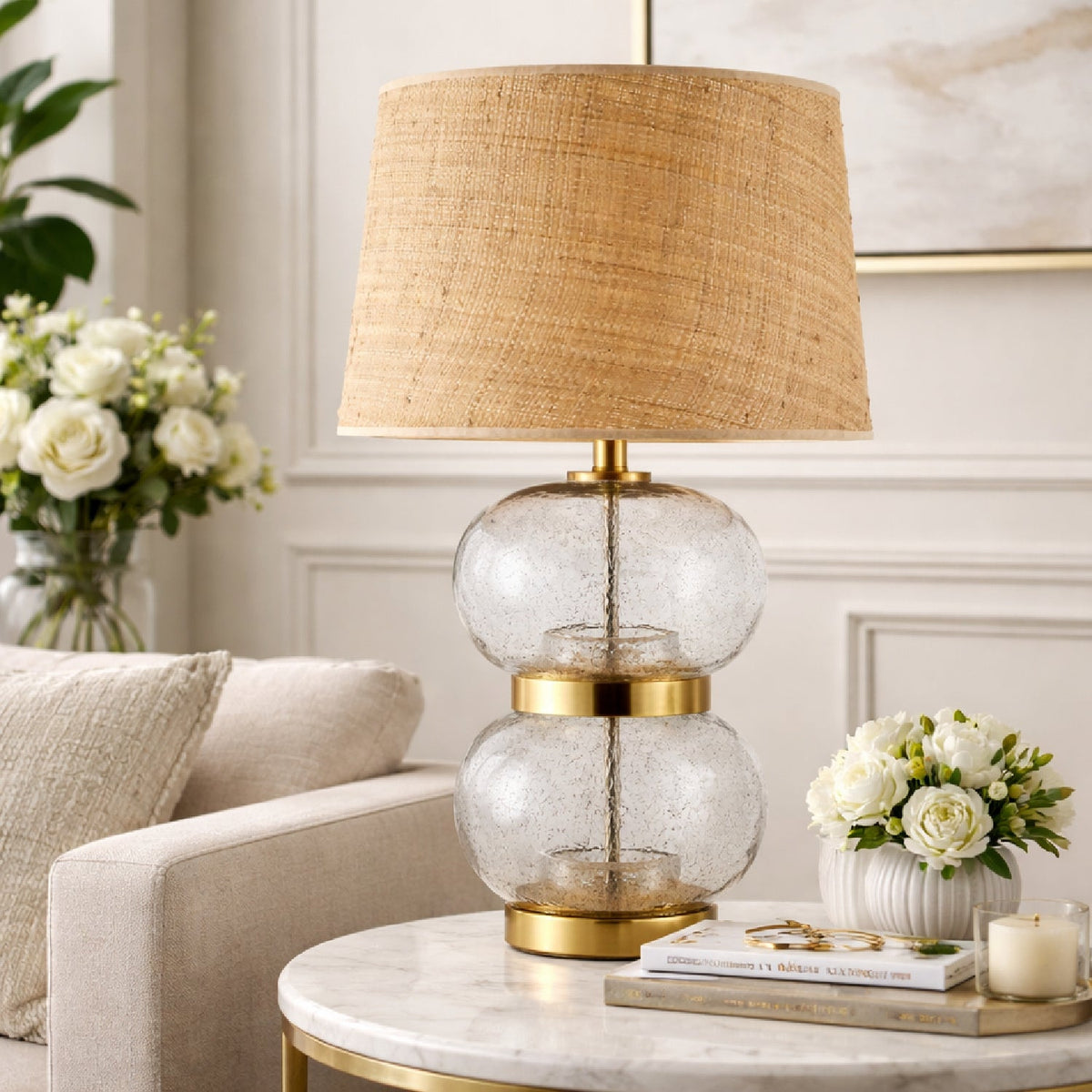Modern European furniture - Textured Clear Glass Table Lamp - www.oroa.com