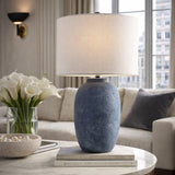 Modern European furniture - Linen Painted Cement Table Lamp - www.oroa.com