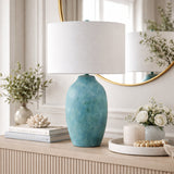 Modern European furniture - Linen Painted Cement Table Lamp - www.oroa.com