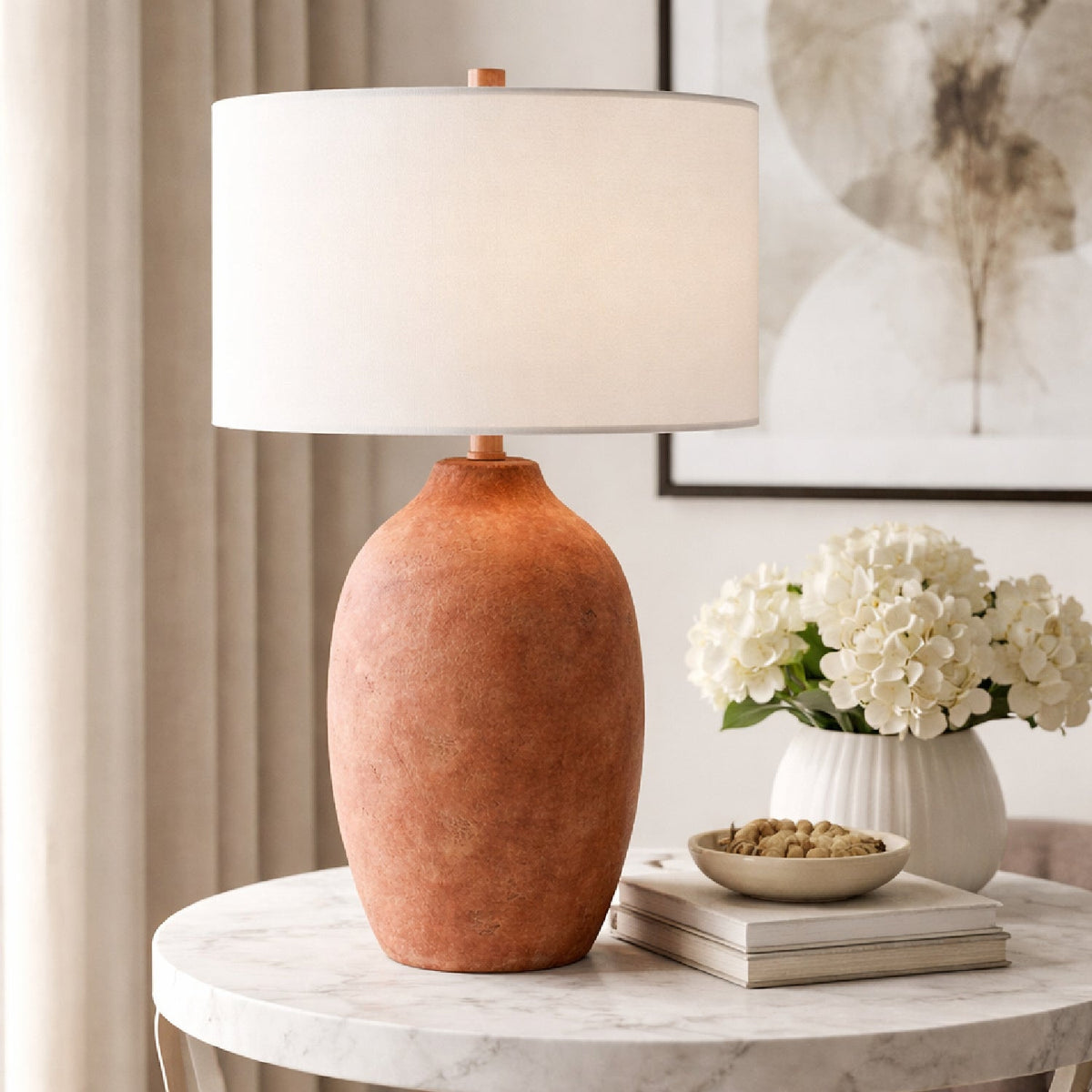 Modern European furniture - Linen Painted Cement Table Lamp - www.oroa.com