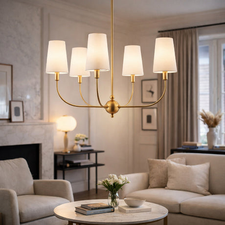 Modern European furniture - 6-Light White Linen Chandelier - www.oroa.com