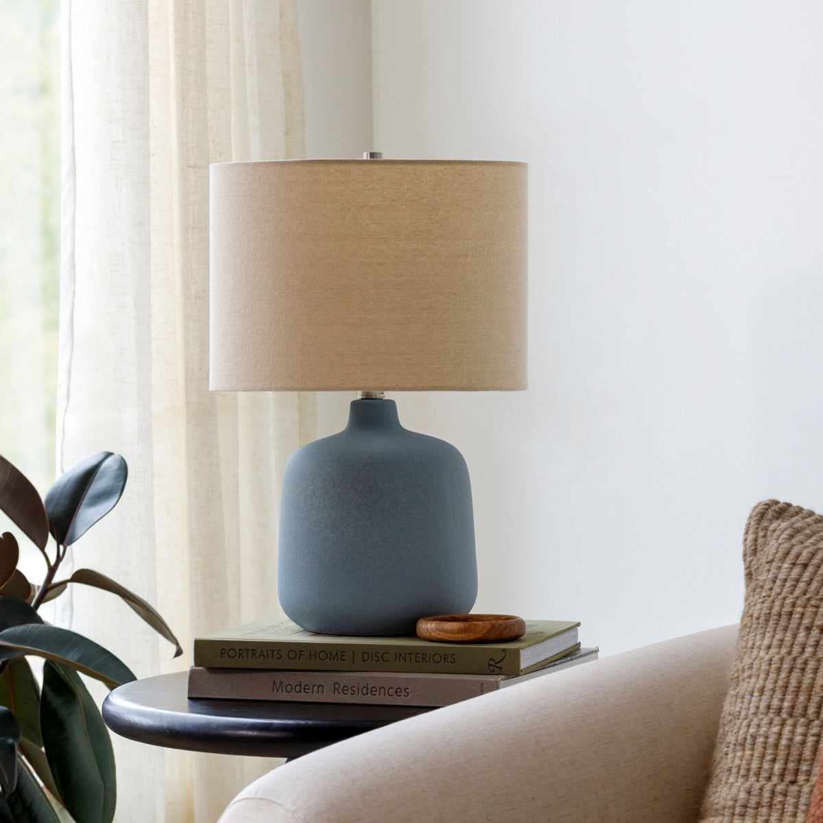 Modern European furniture - Beige Linen Ceramic Table Lamp - www.oroa.com