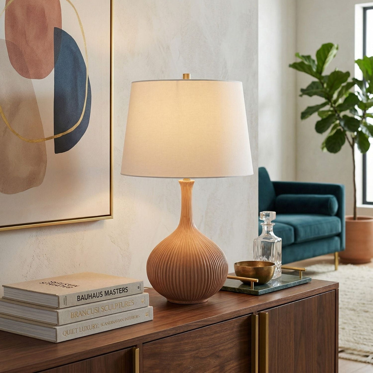 Modern European furniture - Natural Ceramic Accent Table Lamp - www.oroa.com