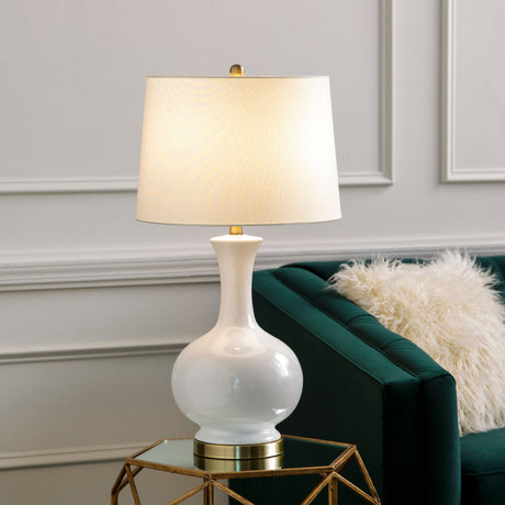 Modern European furniture - White Ceramic Linen Table Lamp - www.oroa.com