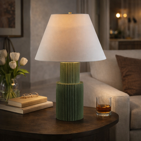 Modern European furniture - Ridged Green Accent Table Lamp - www.oroa.com