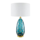 Modern European furniture - Hand-painted Blue Glass Table Lamp - www.oroa.com
