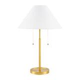Modern European furniture - White Linen Gold Table Lamp - www.oroa.com