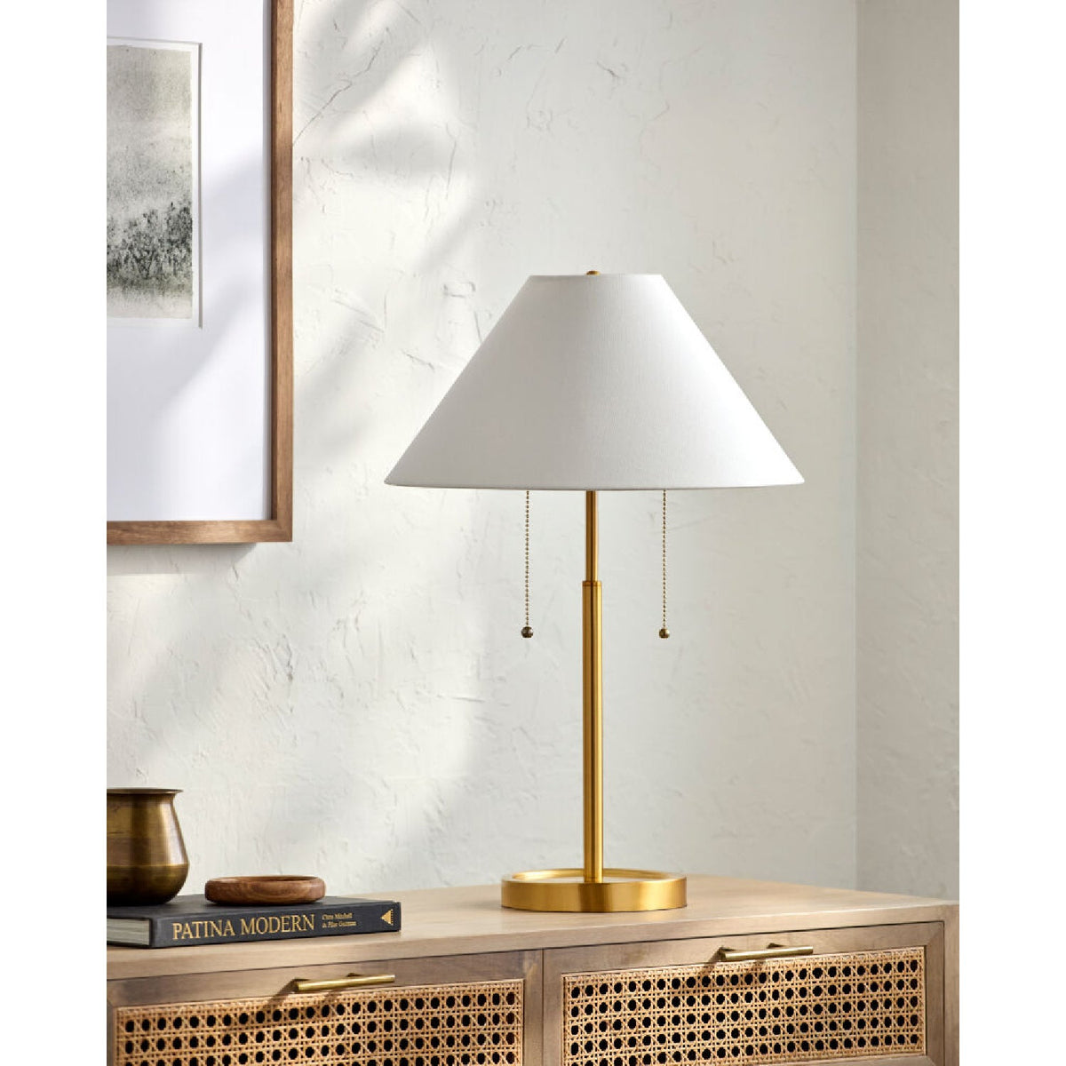 Modern European furniture - White Linen Gold Table Lamp - www.oroa.com