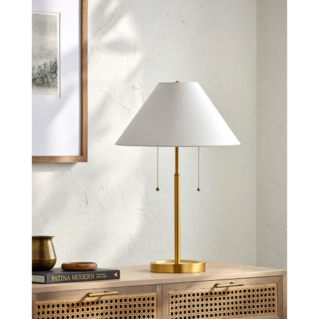Modern European furniture - White Linen Gold Table Lamp - www.oroa.com