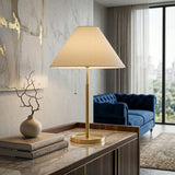 Modern European furniture - White Linen Gold Table Lamp - www.oroa.com