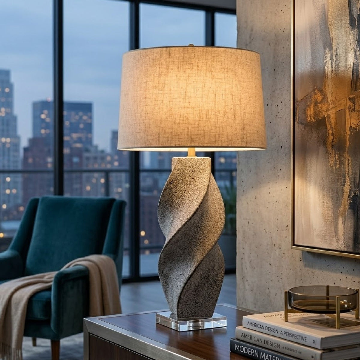 Modern European furniture - Twisted Ceramic Accent Table Lamp - www.oroa.com