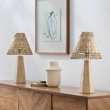 Modern European furniture - Braided Rattan Travertine Table Lamp - www.oroa.com