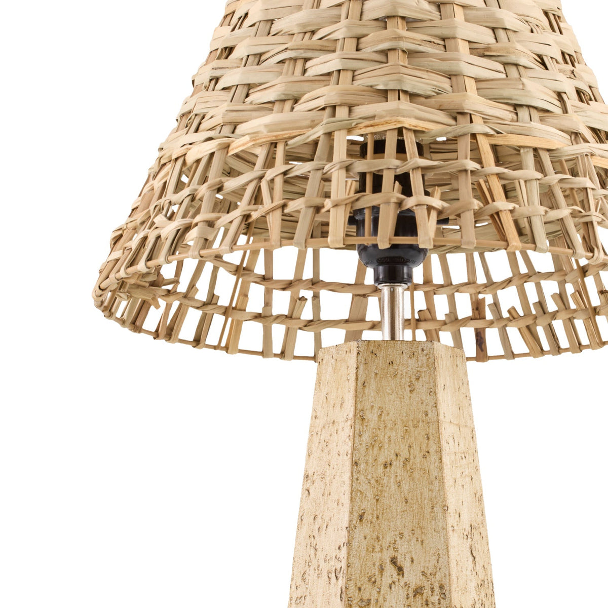 Modern European furniture - Braided Rattan Travertine Table Lamp - www.oroa.com