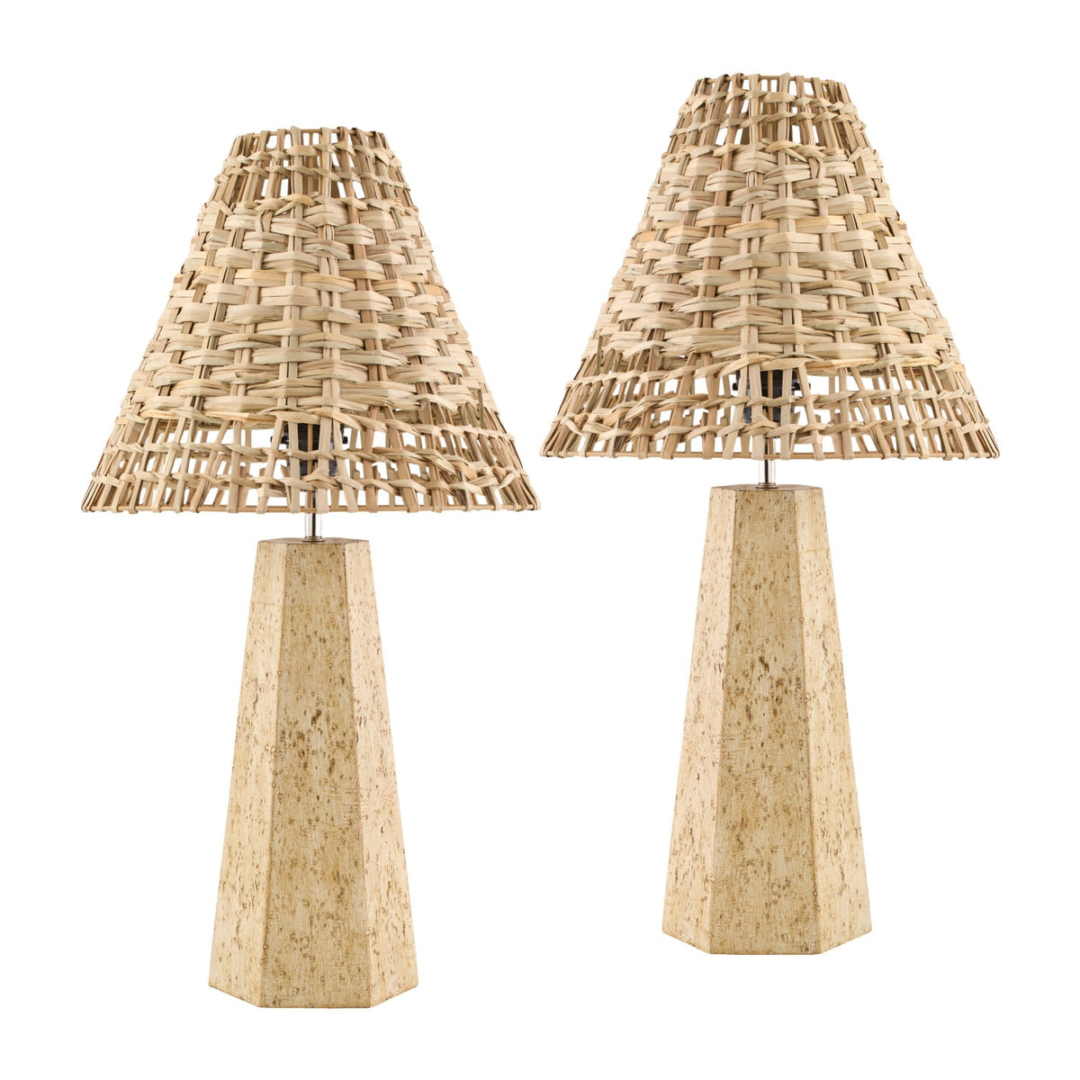 Modern European furniture - Braided Rattan Travertine Table Lamp - www.oroa.com