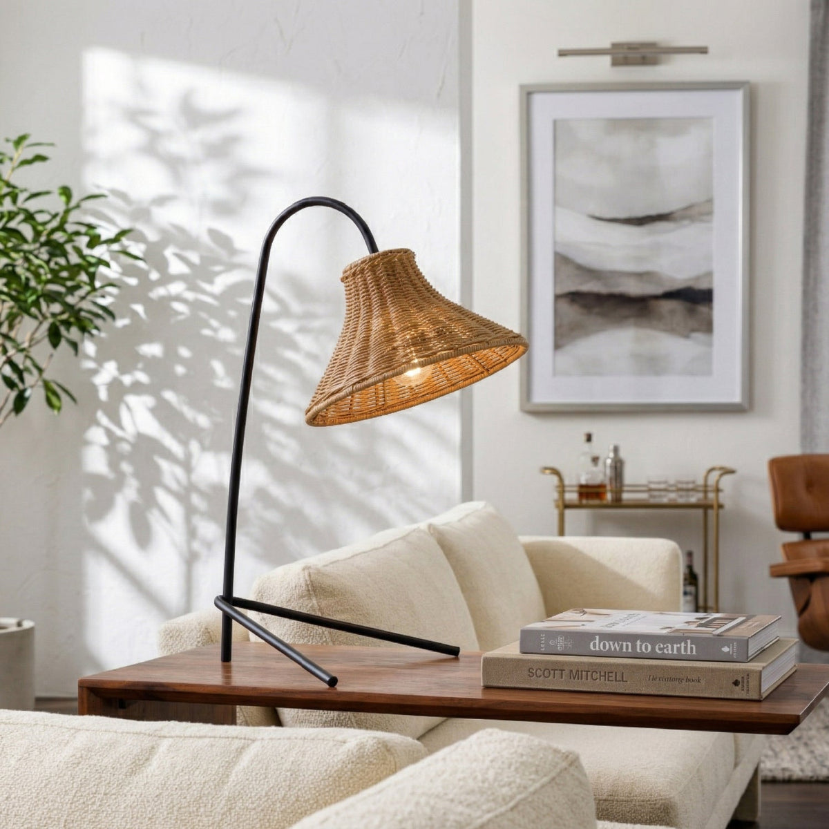 Modern European furniture - Tan Rattan Accent Table Lamp - www.oroa.com