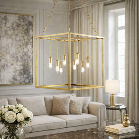 Modern European furniture - Gold-Framed 7-Light Pendant Lamp - www.oroa.com