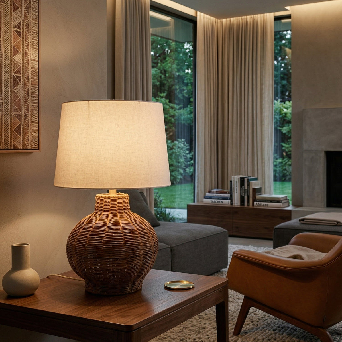 Modern European furniture - Rattan Base Accent Table Lamp S - www.oroa.com