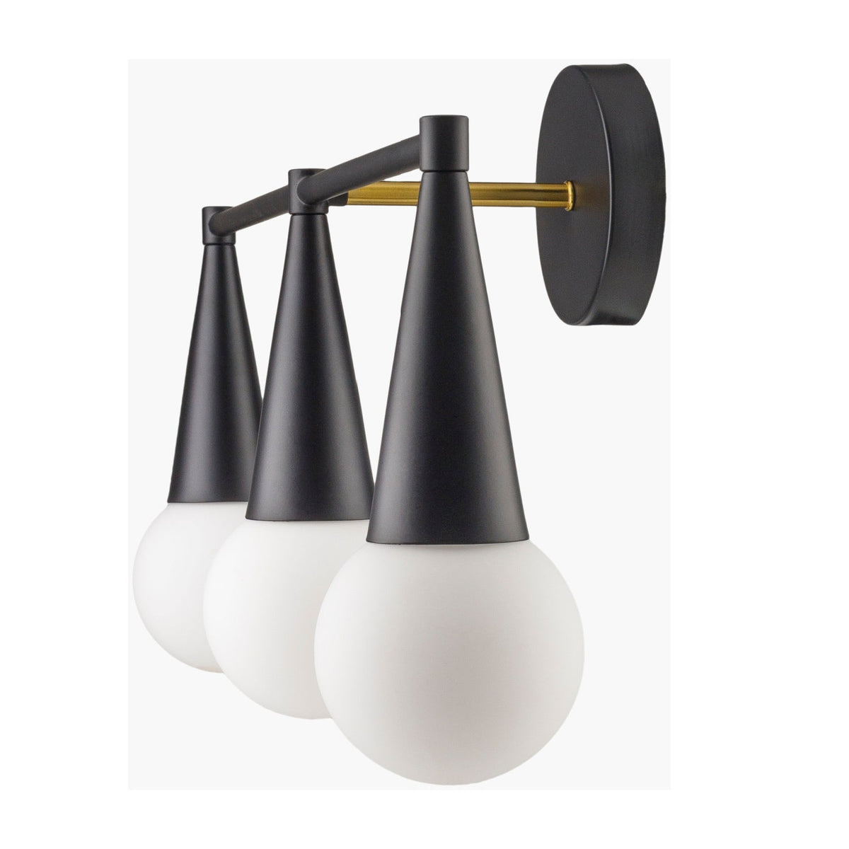 Modern European furniture - Conical Black 3-Light Wall Lamp - www.oroa.com